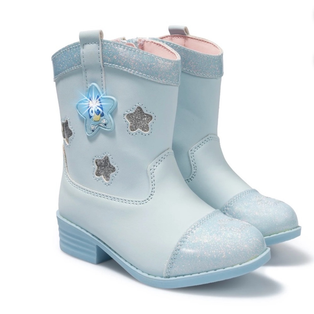 Bluey Light Blue Glitter Star Light Up Cowgirl Toddler Boots
